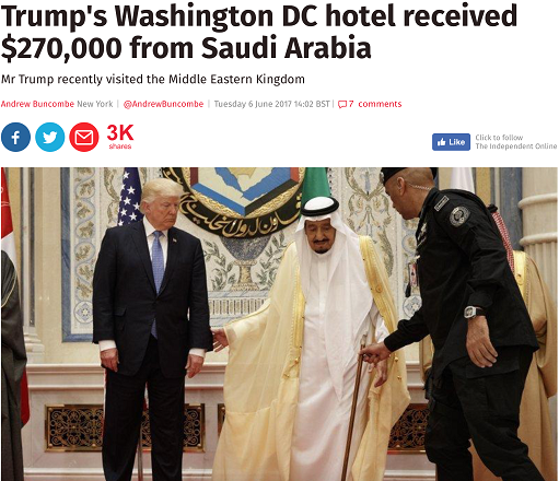 “الإندبندنت: السعودية أنفقت 270 ألف دولار في أحد فنادق الرئيس الأمريكي دونالد ترامب