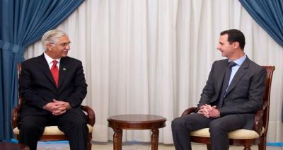 الرئيس الأسد يبحث مع رئيس مجلس الشيوخ الباكستاني قضية الإرهاب وضرورة وجود موقف مبدئي بمحاربته من قبل جميع الدول