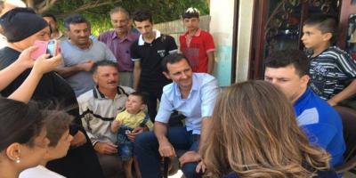 الرئيس الأسد يزور وعائلته عدداً من جرحى الجيش في قراهم بريف حمص