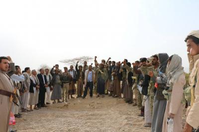 من زيارة قيادات حزبية وطنية للجيش واللجان الشعبية المرابطين في محافظة الجوف