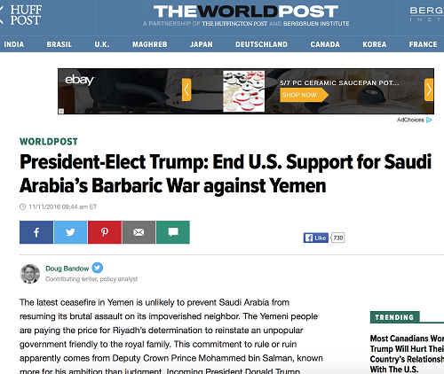 "مساعد سابق لرونالد ريغان: إدارة أوباما تحالفت مع الشيطان لدعم حرب السعودية “البربرية” على اليمن