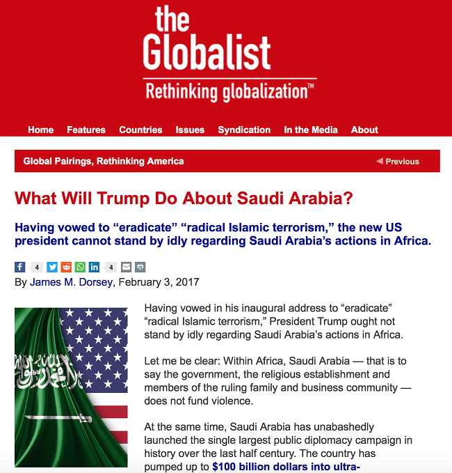  “غلوباليست”: لايمكن لونالد ترامب أن يقف متفرّجا على نشاطات السعودية في أفريقيا