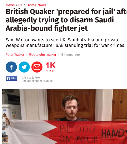 #الناشط البريطاني “سام والتون” : نريد محاكمة بريطانيا والسعودية وشركة (BAE) المصنعة للأسلحة بتهمة ارتكاب جرائم حرب